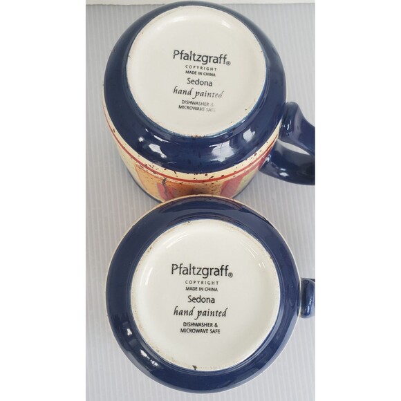 2 Pfaltzgraff SEDONA Stoneware Coffee Soup Mugs Spatter Colorful Hand Painted - Picture 6 of 7